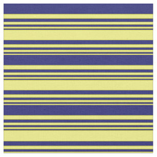 Tissu Motif jaune et bleu nuit