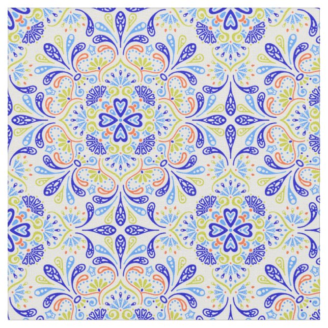 Tissu Motif kaléidoscope bleu et vert (Fermer)