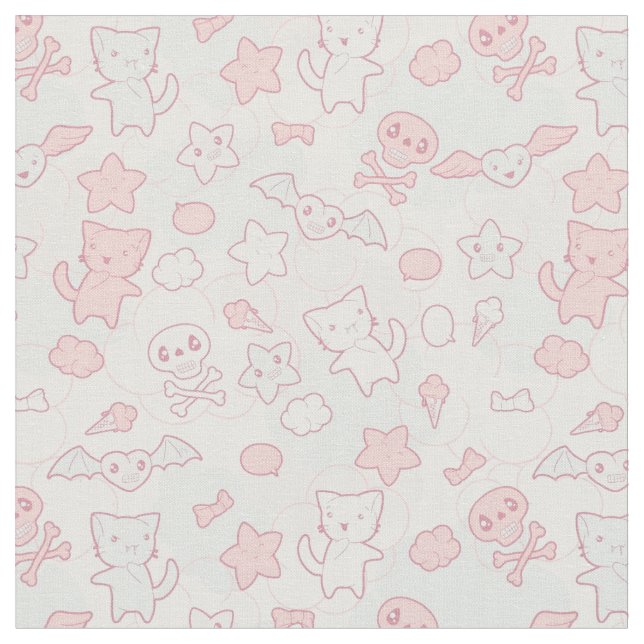 Tissu motif kawaii avec doodle (Fermer)