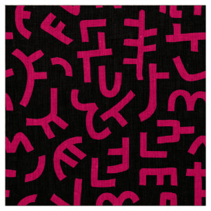 Tissu Motif Kuba Style 121019 - Rouge néon sur noir