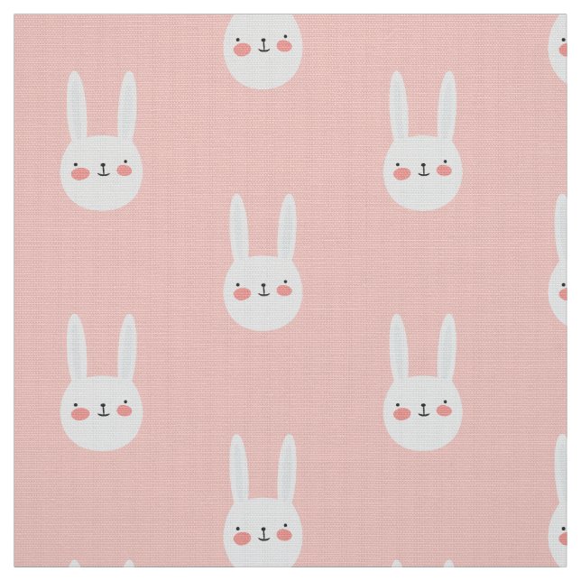 Tissu Motif lapin rose mignon blanc lapin (Échantillon)