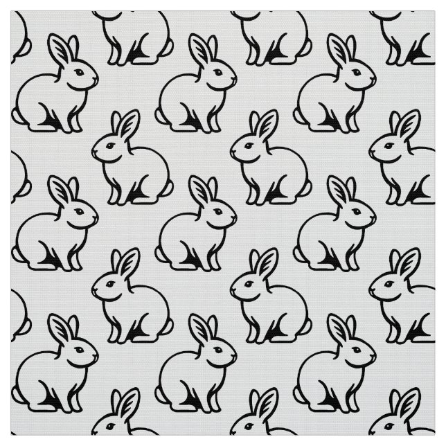 Tissu Motif lapins - Noir et Blanc (Échantillon)
