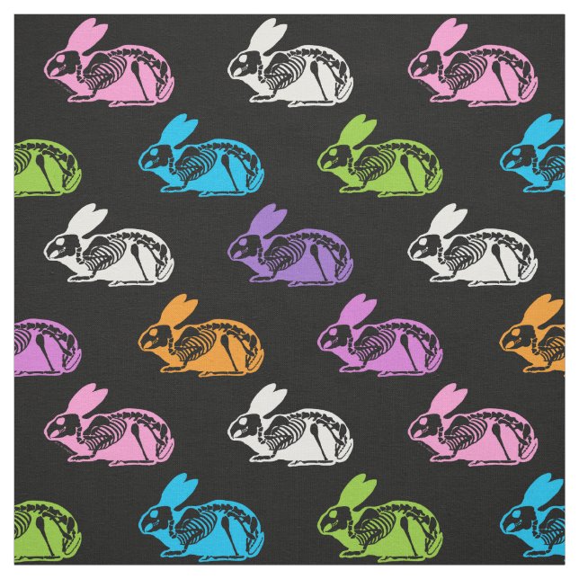 Tissu Motif lapins squelette (Échantillon)