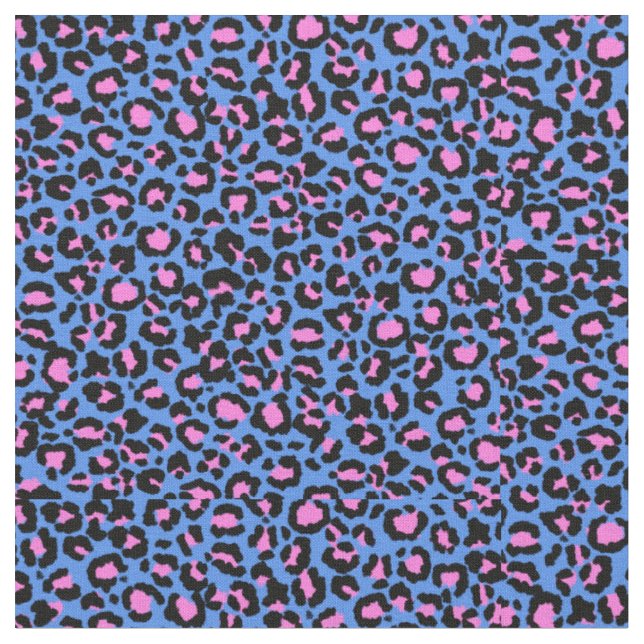Tissu Motif léopard en framboise sur bleu électrique (Fermer)