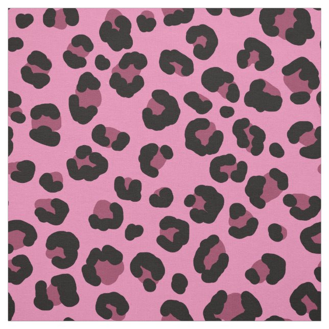 Tissu motif léopard noir et rose (Échantillon)
