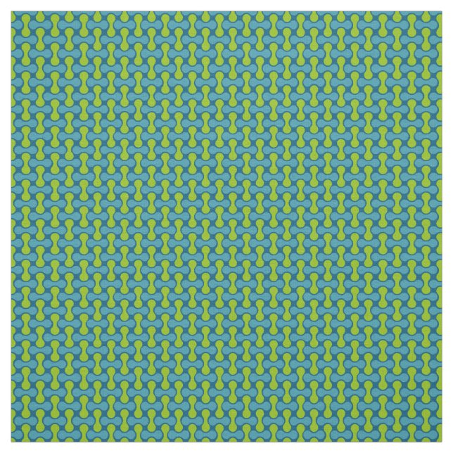 Tissu Motif Lien Rétro Moderne en Bleu et Vert (Échantillon)