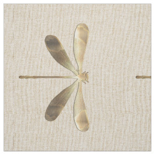 Tissu Motif Linen Gold Dragonfly