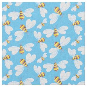 Tissu Motif lunatique d'art d'aquarelle d'abeille de vol