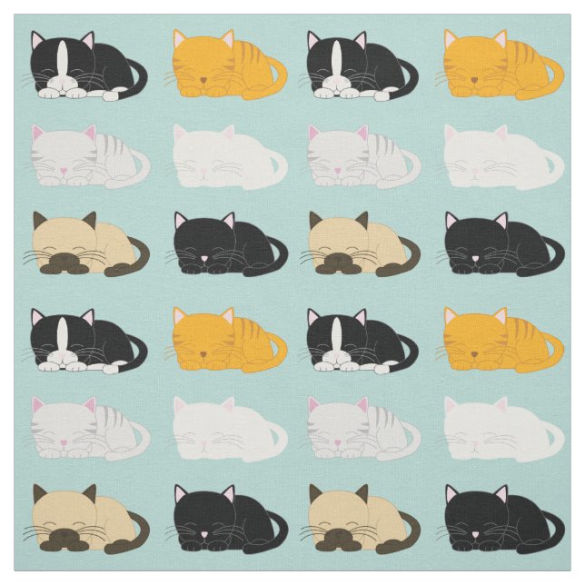 Tissu Motif lunatique de chats (Échantillon)