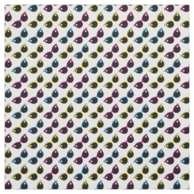 Tissu Motif Lunettes de soleil de chat rétro (Échantillon)