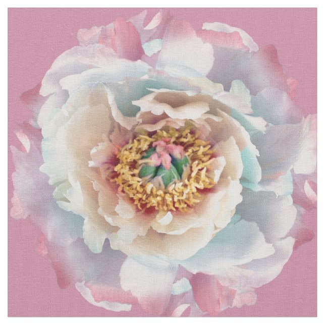 Tissu Motif Lush White Peonies (Fermer)