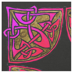 Tissu Motif magenta celtique tiré par la main de tuile