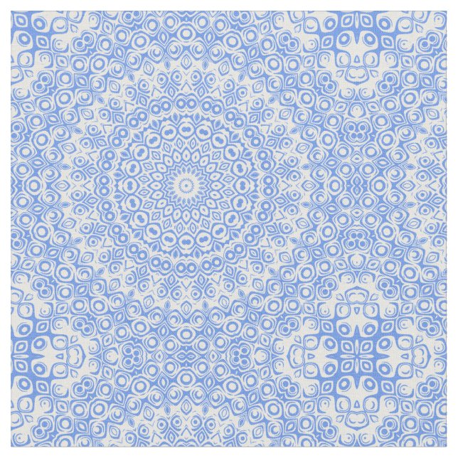 Tissu Motif Mandala Bleu Centaurée (Fermer)