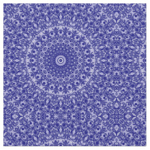 Tissu Motif Mandala Bleu Nuit et Blanc