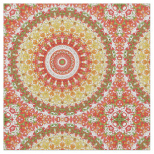 Tissu Motif Mandala Fiesta en rouge, jaune et vert