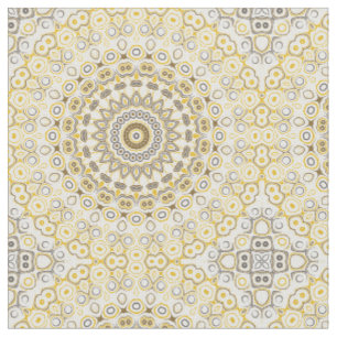 Tissu Motif Mandala Jaune Doré