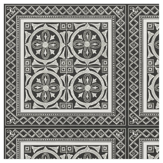 Tissu Motif Mandala noir et blanc par Vision Studio (Fermer)