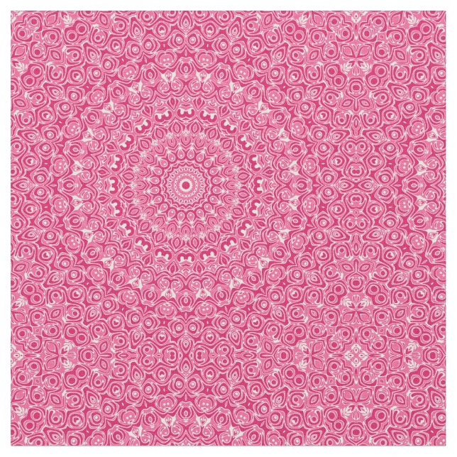 Tissu Motif Mandala Rose Clair et Blanc (Fermer)