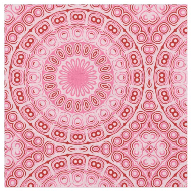 Tissu Motif Mandala Rouge et Rose (Fermer)