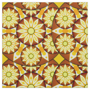 Tissu Motif Mandala, tons marron et or