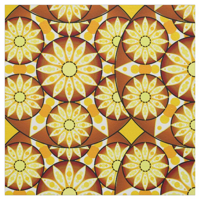 Tissu Motif Mandala, tons marron et or (Échantillon)