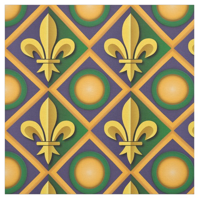Tissu Motif mardi à la fleur de lis dorée (Échantillon)