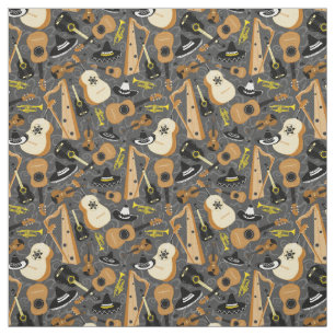 Tissu Motif Mariachi Orchestra Instruments