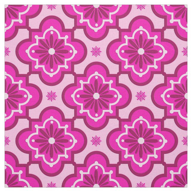 Tissu Motif marocain de tuile - rose de fuchsia (Échantillon)