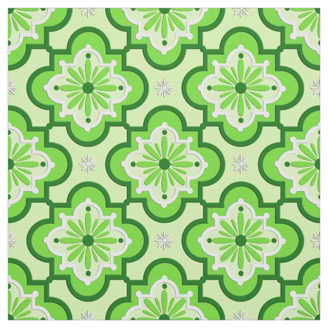 Tissu Motif marocain de tuile - vert de chaux (Échantillon)