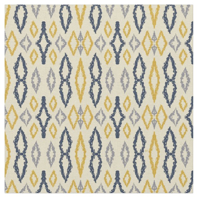 Tissu Motif marocain Ikat Blue Yellow (Fermer)