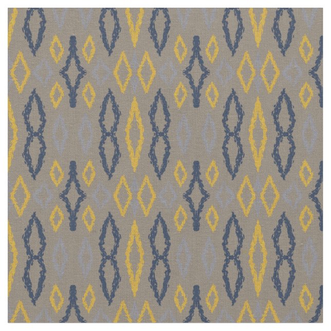 Tissu Motif marocain Ikat Blue Yellow Grey (Fermer)