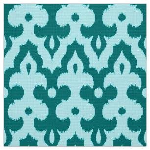Tissu Motif marocain Ikat Damask, turquoise et aqua