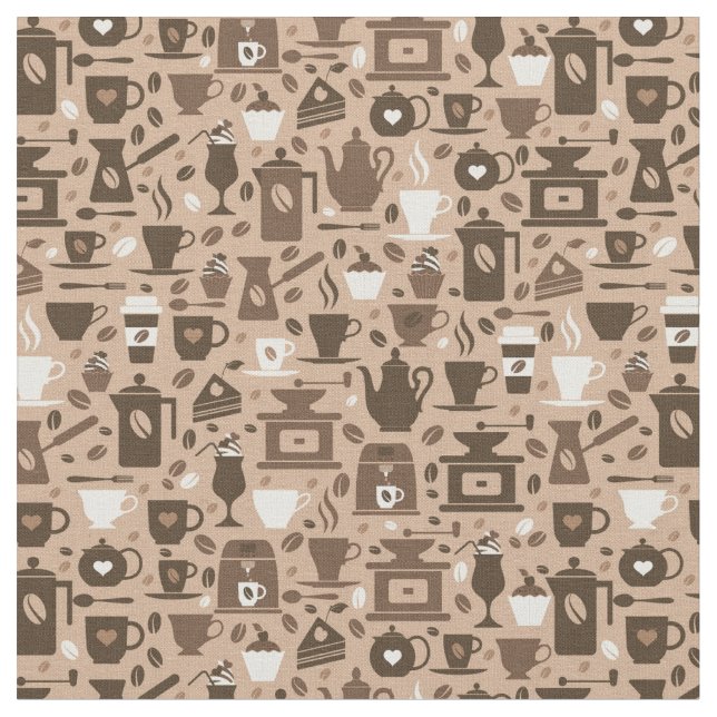 Tissu Motif marron à thème café Barista (Fermer)