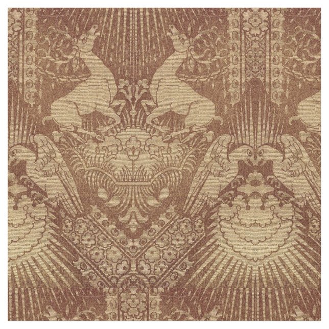 Tissu Motif Médiéval Des Cerfs Et Des Aigles (Fermer)