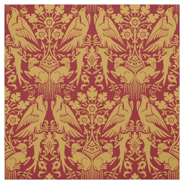 Tissu Motif Médiéval Hawk Et Hound (Échantillon)