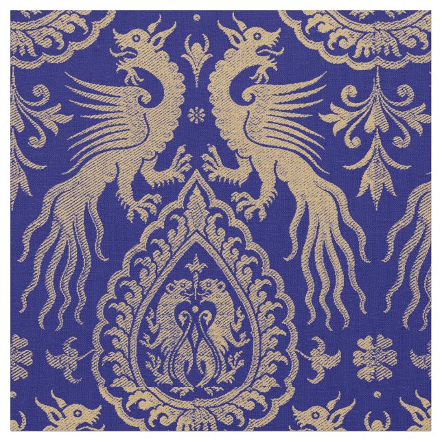 Tissu Motif médiéval italien Dragons & Leopards (Fermer)