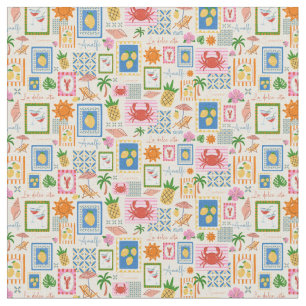 Tissu Motif Méditerranéen d'Été de la Côte d'Amalfi