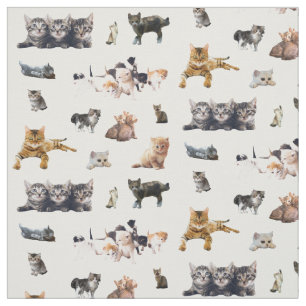 Tissu Motif mignon avec des photos de Chats et chatons