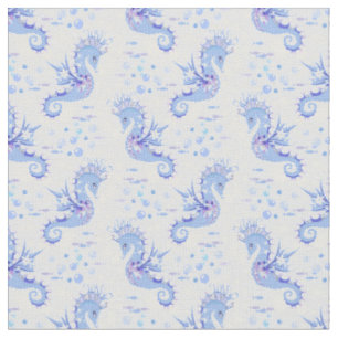 Tissu Motif mignon blanc blanc blanc de cheval de mer