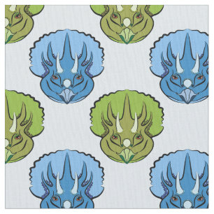 Tissu Motif mignon bleu et vert de Triceratops de