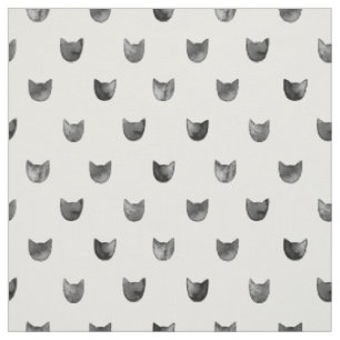 Tissu Motif mignon chic noir et blanc de chat