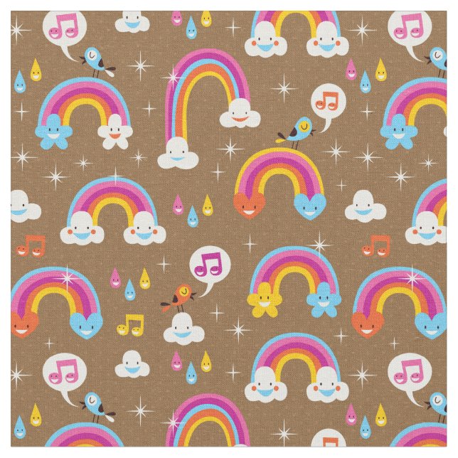 Tissu motif mignon d'arcs-en-ciel (Fermer)