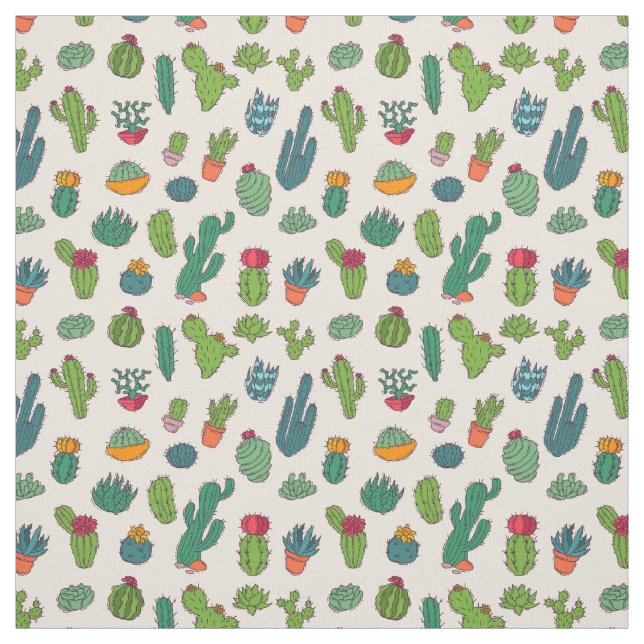 Tissu Motif mignon de position de cactus (Échantillon)