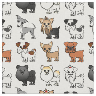 Tissu Motif mignon de race de chien de jouet