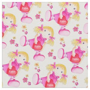 Tissu Motif mignon de répétition de poupée de chiffon