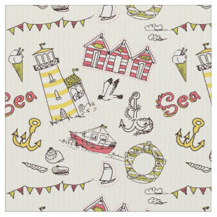 Tissu Motif mignon de scène de plage