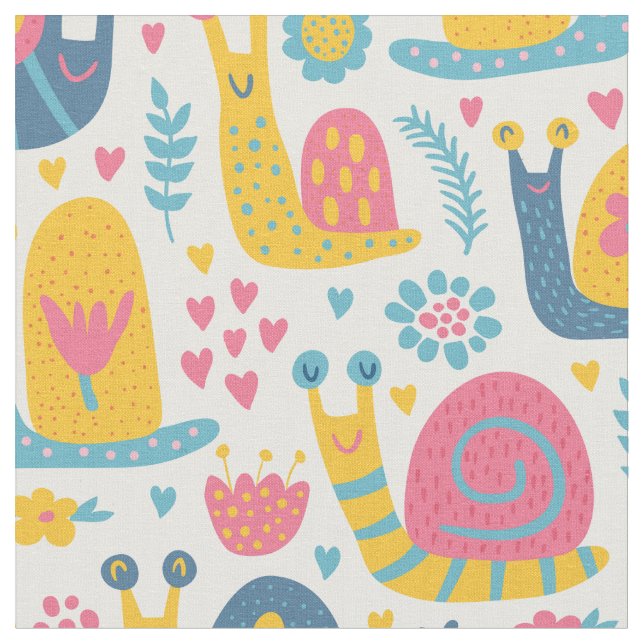 Tissu Motif mignon d'enfants d'escargots (Fermer)