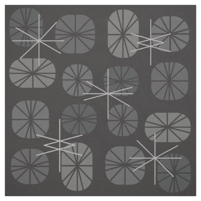 Tissu Motif Milieu du Siècle Oblongs Gris Foncé (Échantillon)