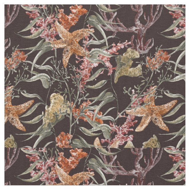 Tissu Motif minable de vie marine (Fermer)