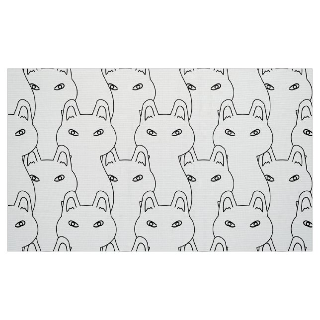 Tissu motif moderne blanc de ligne de chat (Fat Quarter)